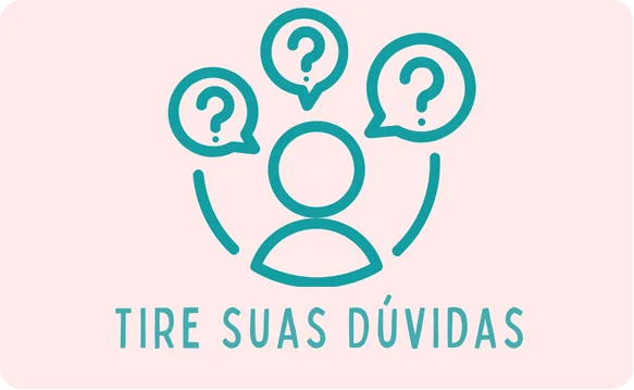 botão com ícone pessoa e interrogações - tira dúvidas